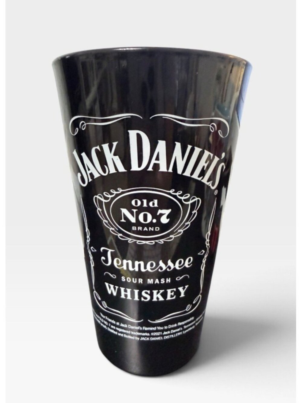 Jack Daniel's Signature Black Pint Glass 5.75" Tall 3.5" Rim to Rim